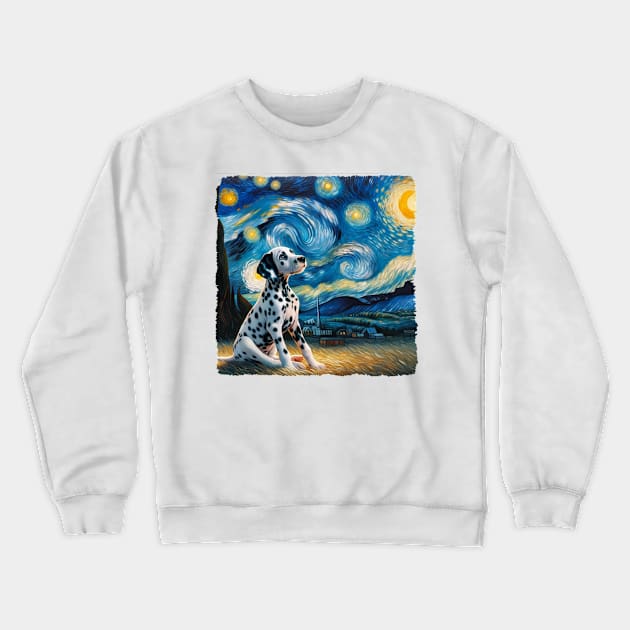 Starry Dalmatian Dog Portrait - Pet Portrait Crewneck Sweatshirt by starry_night